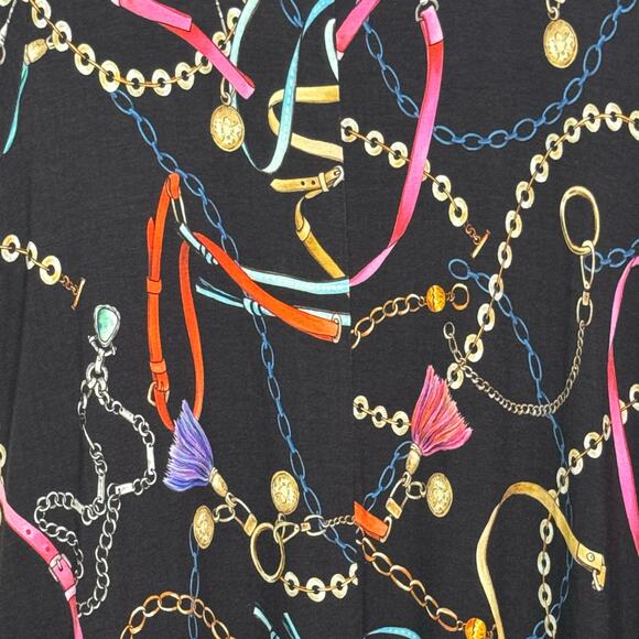 Sara Campbell Made in the USA Size Small Black Chain Print Swing Dress - Picture 6 of 8